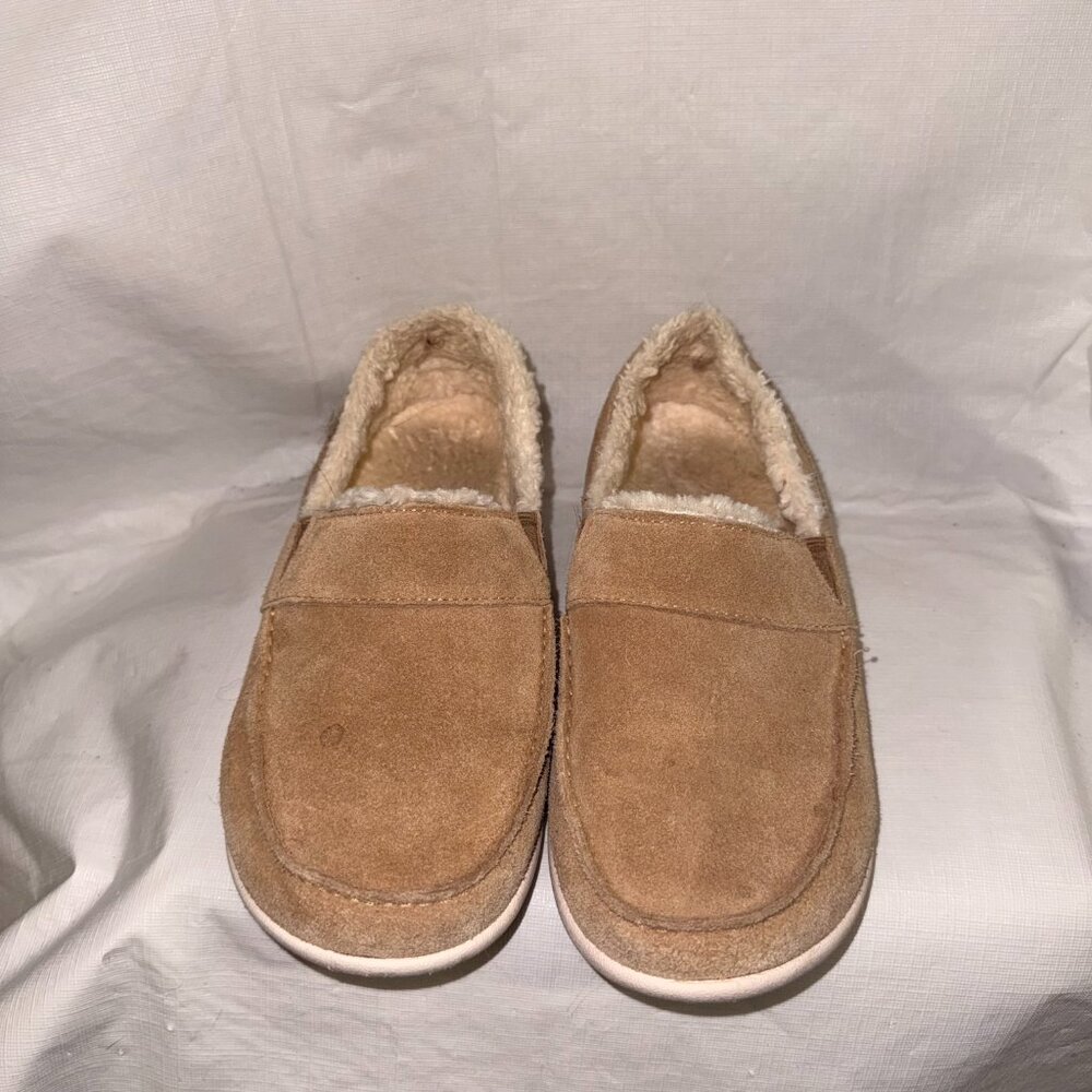 Spenco Fiesta Cozy Slip-On Slipper Tan Suede Orthotic Comfort Size 6.5